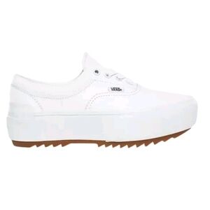 Vans Womens White Leather Era Stacked 'True White Gum'Platform Sneaker 10